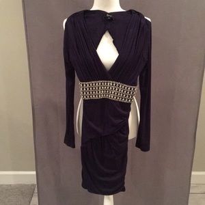 Navy blue crystal embellished dress